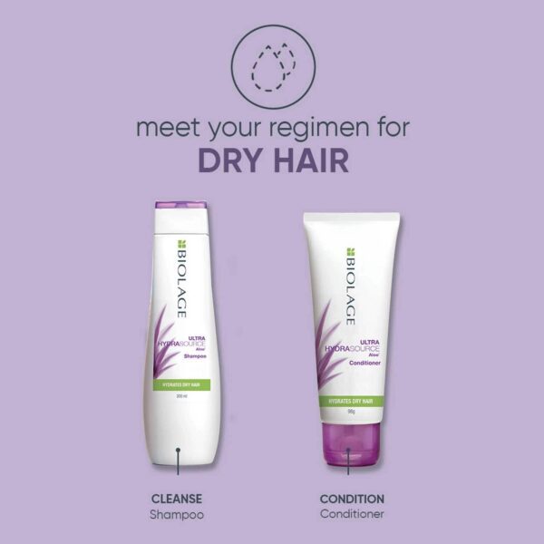 Biolage Hydrasource Shampoo & Conditioner Combo Enriched with Aloe for Dry Hair (400 ml + 196 g) - Biolage