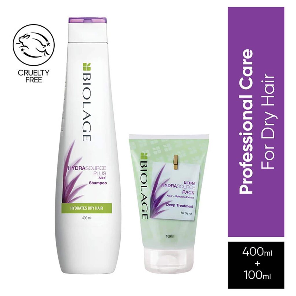 Biolage Hydrasource Shampoo & Deep Treatment Pack Enriched with Aloe for Dry Hair (400 ml + 100 ml) - Biolage