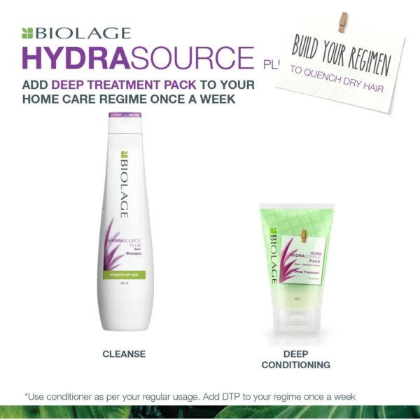 Biolage Hydrasource Shampoo & Deep Treatment Pack Enriched with Aloe for Dry Hair (400 ml + 100 ml) - Biolage