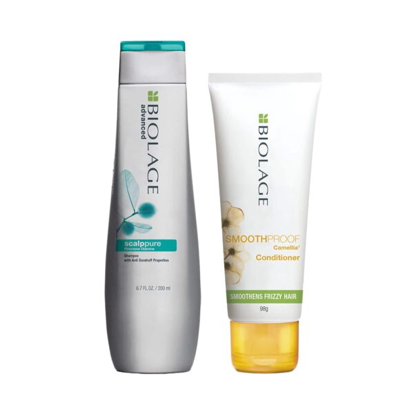 Biolage Scalp & Hair Reset Kit-Anti-Dandruff Shampoo, Anti-Frizz Conditioner & Scalp Massager(3 pcs) - Biolage