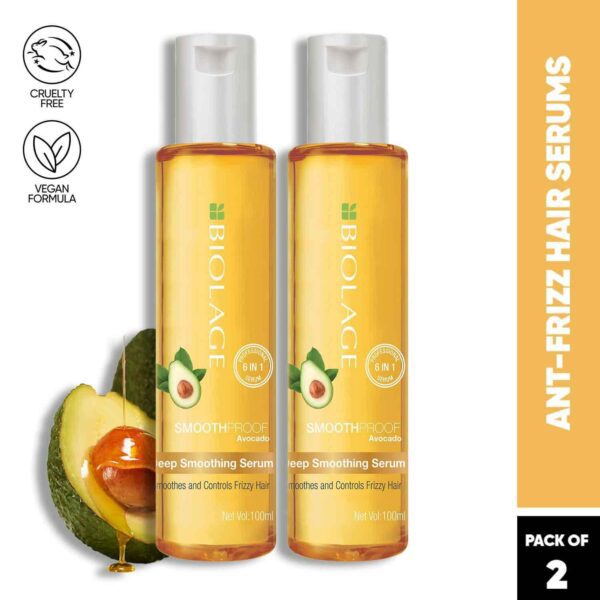 Biolage Smoothproof 6-in-1 Hair Serum Enriched with Avocado for Frizz-Free Hair (Pack of 2 -100 ml) - Biolage