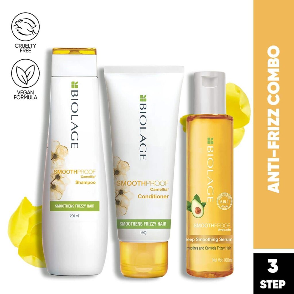 Biolage Smoothproof Vegan Shampoo, Conditioner & Serum for Frizz-Free Hair (200 ml+98 g+100 ml) - Biolage