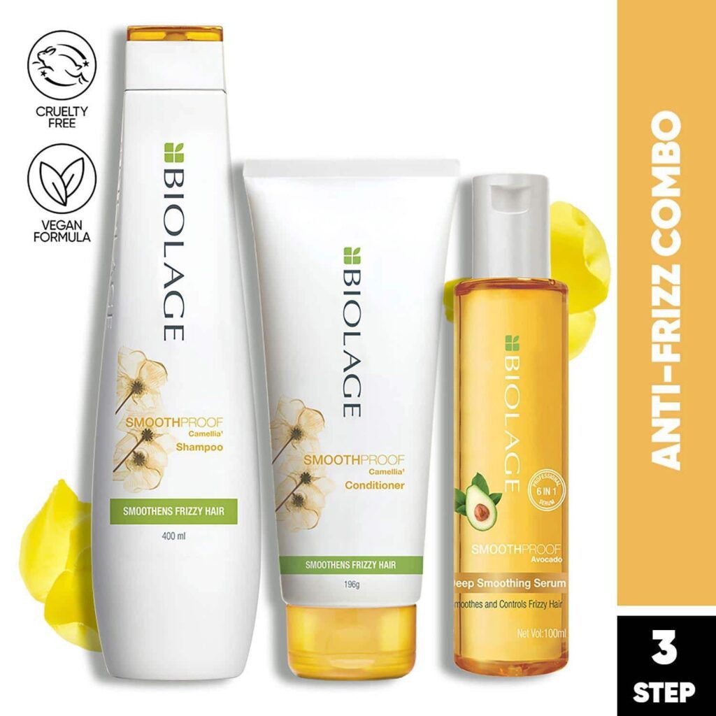 Biolage Smoothproof Vegan Shampoo, Conditioner & Serum for Frizz-Free Hair (400 ml+196 g+100 ml) - Biolage
