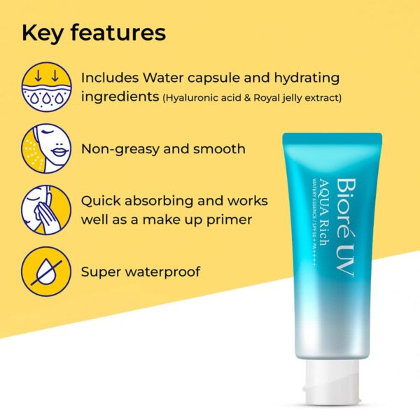 Biore Uv Aqua Rich Watery Essence Sunscreen With SPF 50+ PA++++ (70g) - Biore