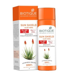 Biotique Aloe Vera 75+SPF UVA/UVB Sunscreen Ultra Soothing Body Lotion, 190ml