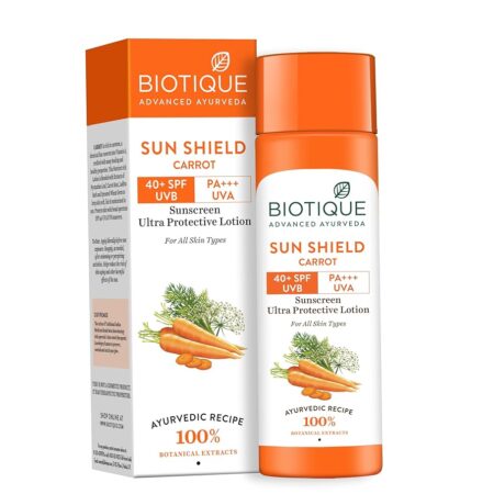 Biotique Bio Carrot Face And Body Sun Lotion All Skin Type SPF 40 Uva/Uvb, 120Ml, 1 Count
