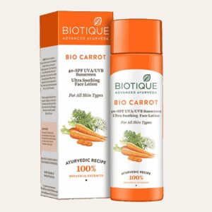 Biotique Bio Carrot SPF40+ UVB/UVA PA+++ Sunscreen Ultra Soothing Face Lotion - (120ml) - Biotique