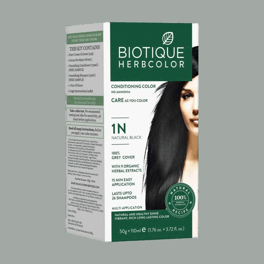 Biotique Bio Herbcolor Hair Color - 1N Natural Black (50g+110ml) - Biotique