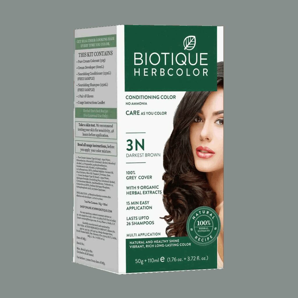 Biotique Bio Herbcolor Hair Color - 3N Darkest Brown (50g+110ml) - Biotique