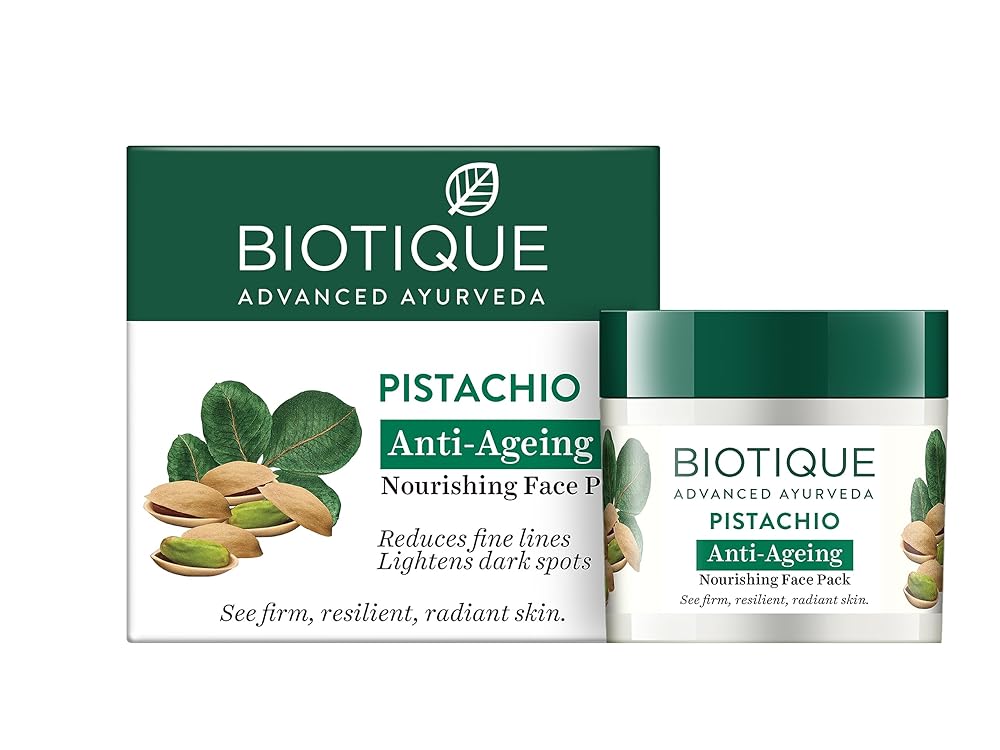 Biotique Bio Pistachio Ageless Nourishing and Revitalizing Face Pack for All Skin Types, 50g