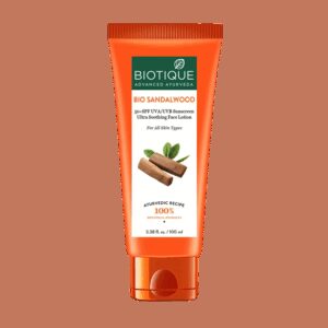 Biotique Bio Sandalwood 50+ SPF UVA/UVB Sunscreen Ultra Soothing Face Lotion (100ml) - Biotique