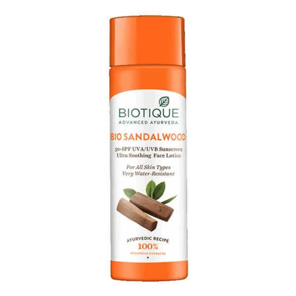 Biotique Bio Sandalwood 50+ SPF UVA/UVB Sunscreen Ultra Soothing Face Lotion (190ml) - Biotique