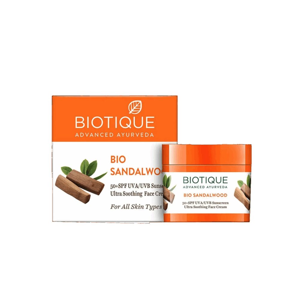 Biotique Bio Sandalwood UVB SPF 50+ / UVA PA+++ Sunscreen Ultra Soothing Lotion - (50ml) - Biotique