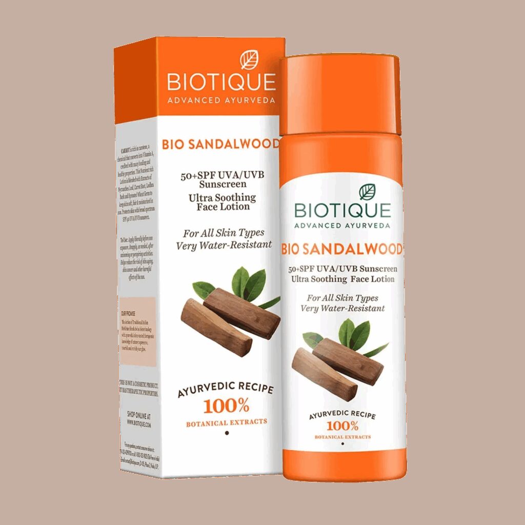Biotique Bio Sun Shield Sandalwood 50+ SPF UVB Sunscreen Ultra Protective Lotion - (120ml) - Biotique