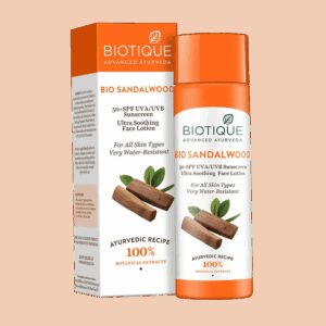 Biotique Bio Sun Shield Sandalwood 50+ SPF UVB Sunscreen Ultra Protective Lotion - (120ml) - Biotique