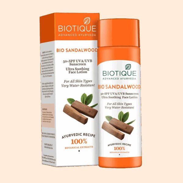 Biotique Bio Sun Shield Sandalwood 50+ SPF UVB Sunscreen Ultra Protective Lotion - (120ml) - Biotique