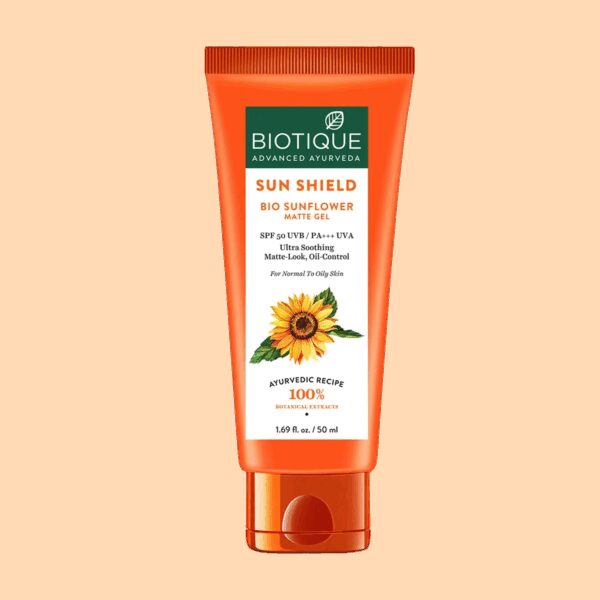Biotique Bio Sunflower Sun Shield UVB SPF 50+/ UVA PA+++ Matte Gel Look Sunscreen (50ml) - Biotique