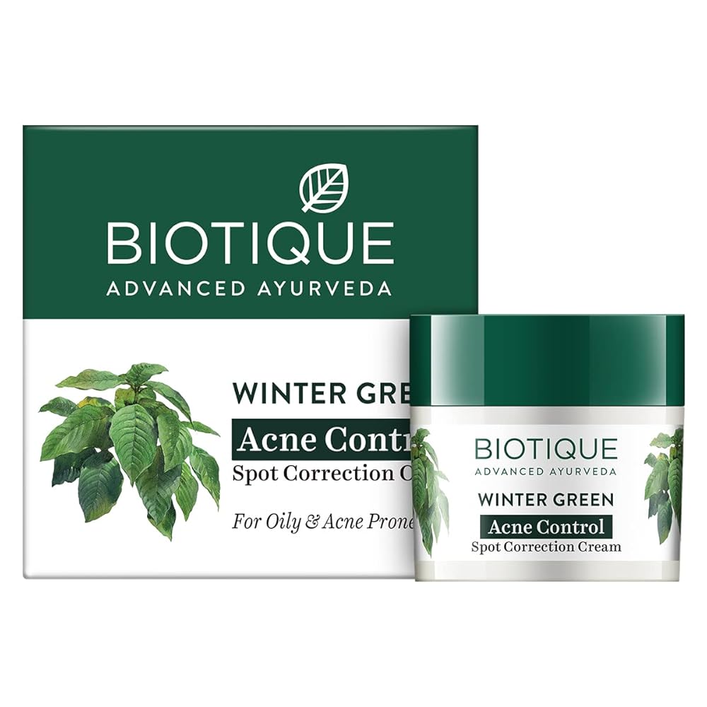 Biotique Bio Winter Green Spot Correcting Anti Acne Cream | Acne Control | Spot Correction Clears Blemishes |Enhances Skin Texture | 100% Botanical Extracts| Suitable for All...
