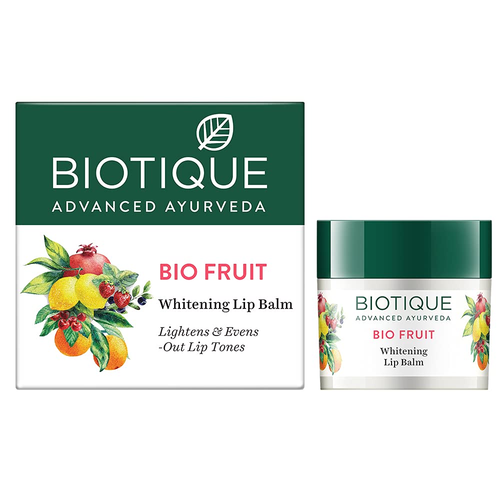 Biotique Fruit Whitening/Brightening Lip Balm | Hydrated and Nourishing Lips| Visibly Lighter Lips | Evens Out Lip Tone | De-pigmentation Balm |100% Botanical Extracts| All Skin...