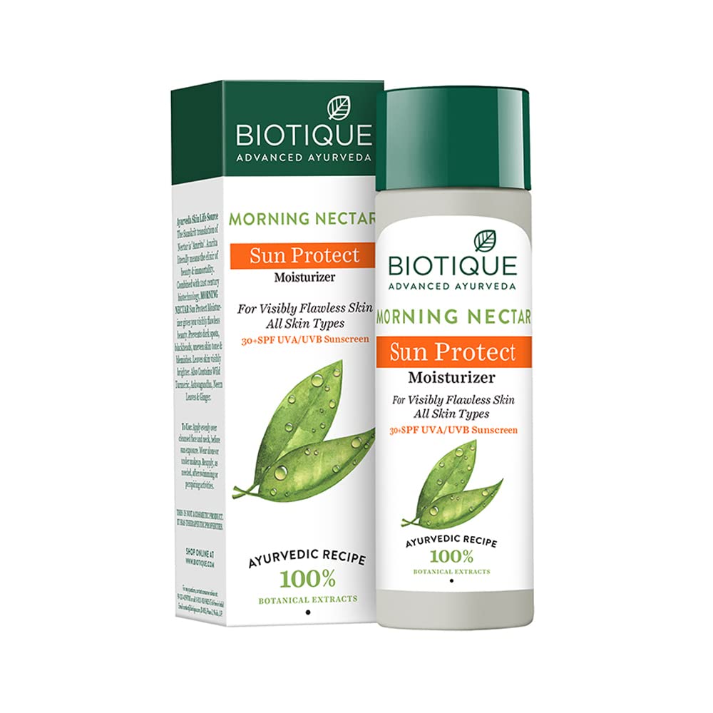 Biotique Morning Nectar Sun Protect Moisturizer SPF 30 UVA/UVB Sunscreen| Contains Wild Turmeric, Neem Leaves, & Morning Nectar | Visibly Flawless Skin | Suitable for All Skin...