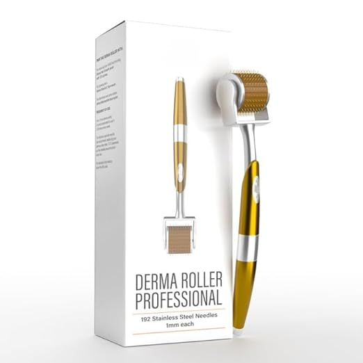 Blixcom Professional Gold Plated 192 Needles Titanium Alloy Derma Roller, Gold, 1.0mm