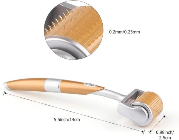 Blixcom Professional Gold Plated 192 Needles Titanium Alloy Derma Roller, Gold, 1.0mm