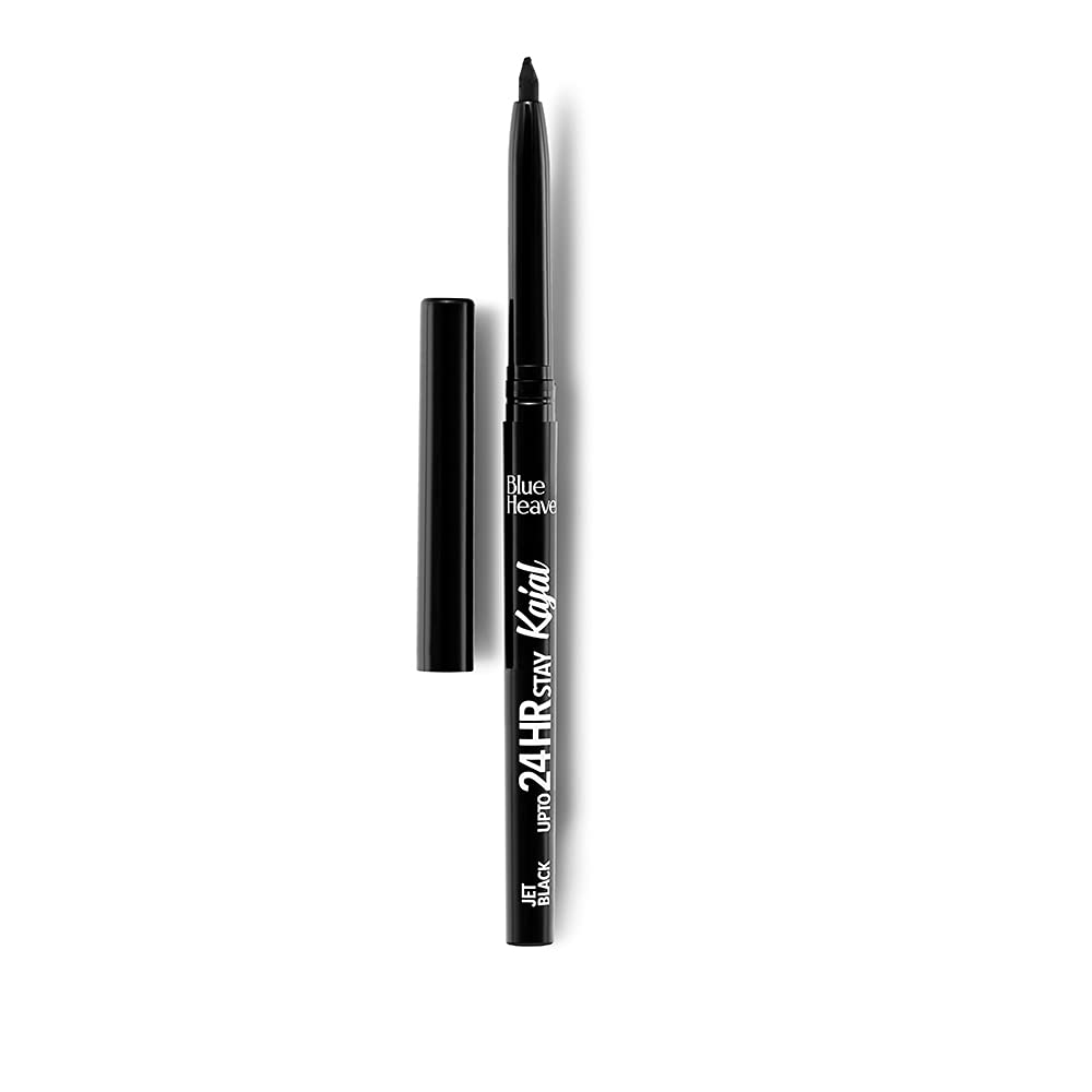 Blue Heaven 24Hr Stay Matte Pencil Kajal Black Waterproof, Deep Black, Long Lasting And Smudge Proof Eye Makeup, 0.30Gm