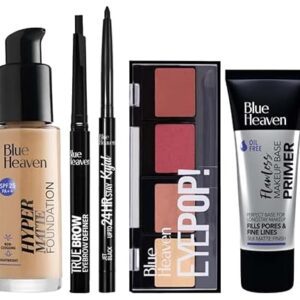 Blue Heaven Festive MakeUp Kit For Women, Medium Tone Combo, 75gm (Pack of 8)&Blue Heaven Flawless liquid Concealer, 201, Cream, 17ML