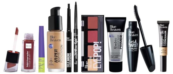 Blue Heaven Festive MakeUp Kit For Women, Medium Tone Combo, 75gm (Pack of 8)&Blue Heaven Flawless liquid Concealer, 201, Cream, 17ML