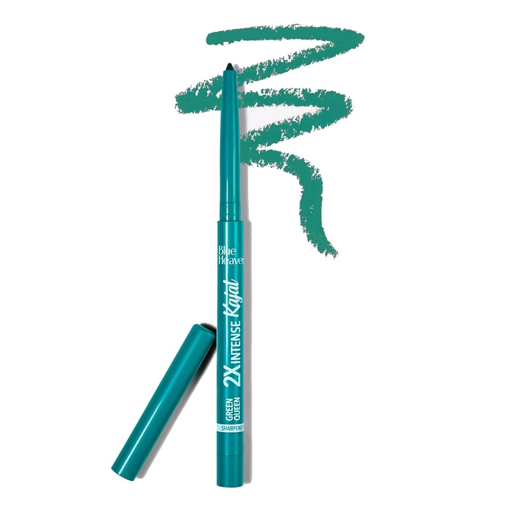 Blue Heaven Matte 2x Intense Kajal Pencil, Green Queen, Waterproof and Smudge Proof Kajal, 0.30gm