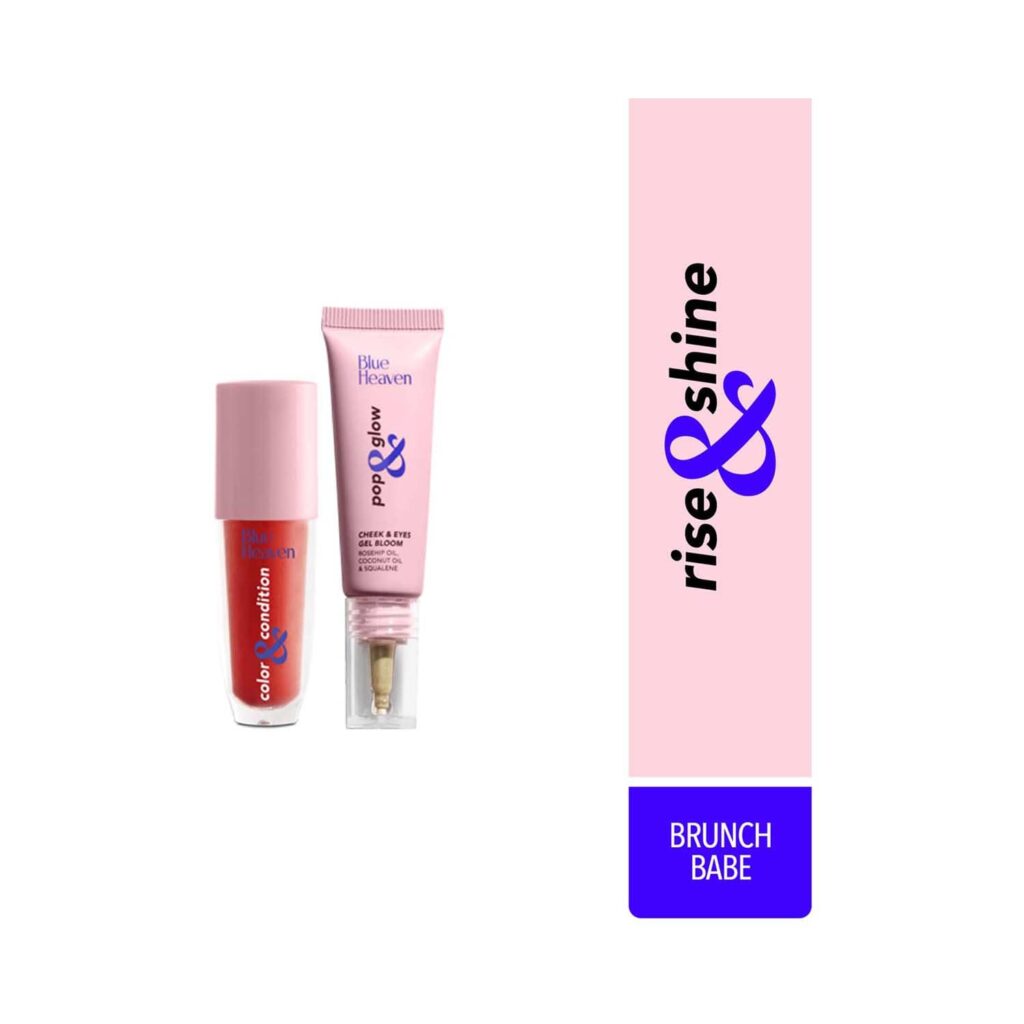 Blue Heaven Rise & Shine Highlighter with Color & Condition Lip Oil - Brunch Babe (2Pcs) - Blue Heaven