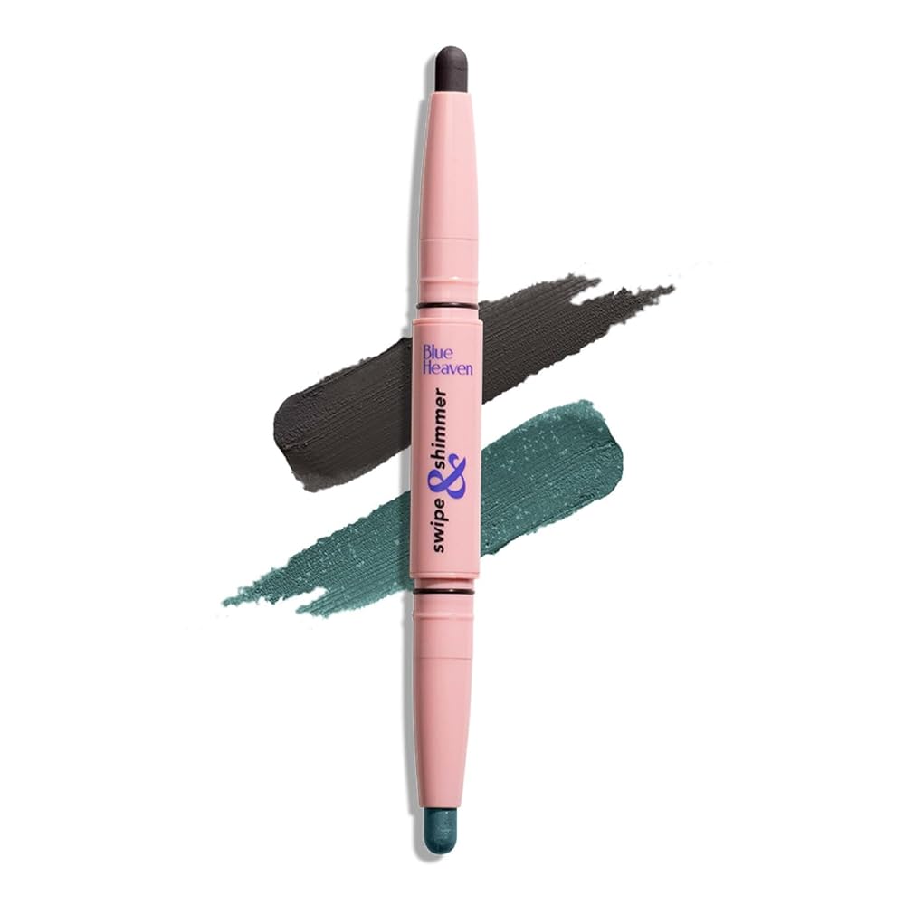 Blue Heaven Swipe & Shimmer Eye Shadow infused with Primer, Smudge Proof, Eye Shadow Stick Dual ended - Smoky Night Jade, 2.2g