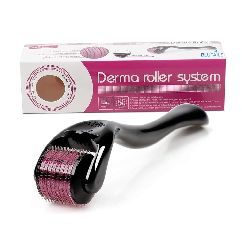 Blutails Derma Roller for Skin Care and Hair Growth | Helps with Smoother, Firmer, and More Youthful-looking skin | Helps with Thinning hair, Hair loss, and Improving Overall...