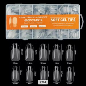 Bolt Bee False Nail Tips for Nail Art - Full & Half Cover Acrylic Fake Nails With Case, Square Shaped Extensions for DIY & Salons - French Artificial Nails With Box for Manicure...