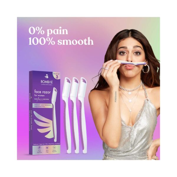 Bombae NOFuzzGIVEN Face Razor For Women - White, Purple (3Pcs) - Bombae