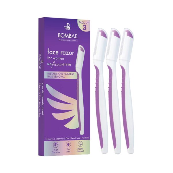 Bombae NOFuzzGIVEN Face Razor For Women - White, Purple (3Pcs) - Bombae