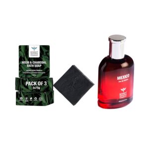 Bombay Shaving Company Mens Neem & Charcoal Bath Soap (3 pcs) & Mexico Premium Perfume(100 ml) Combo - Bombay Shaving Company