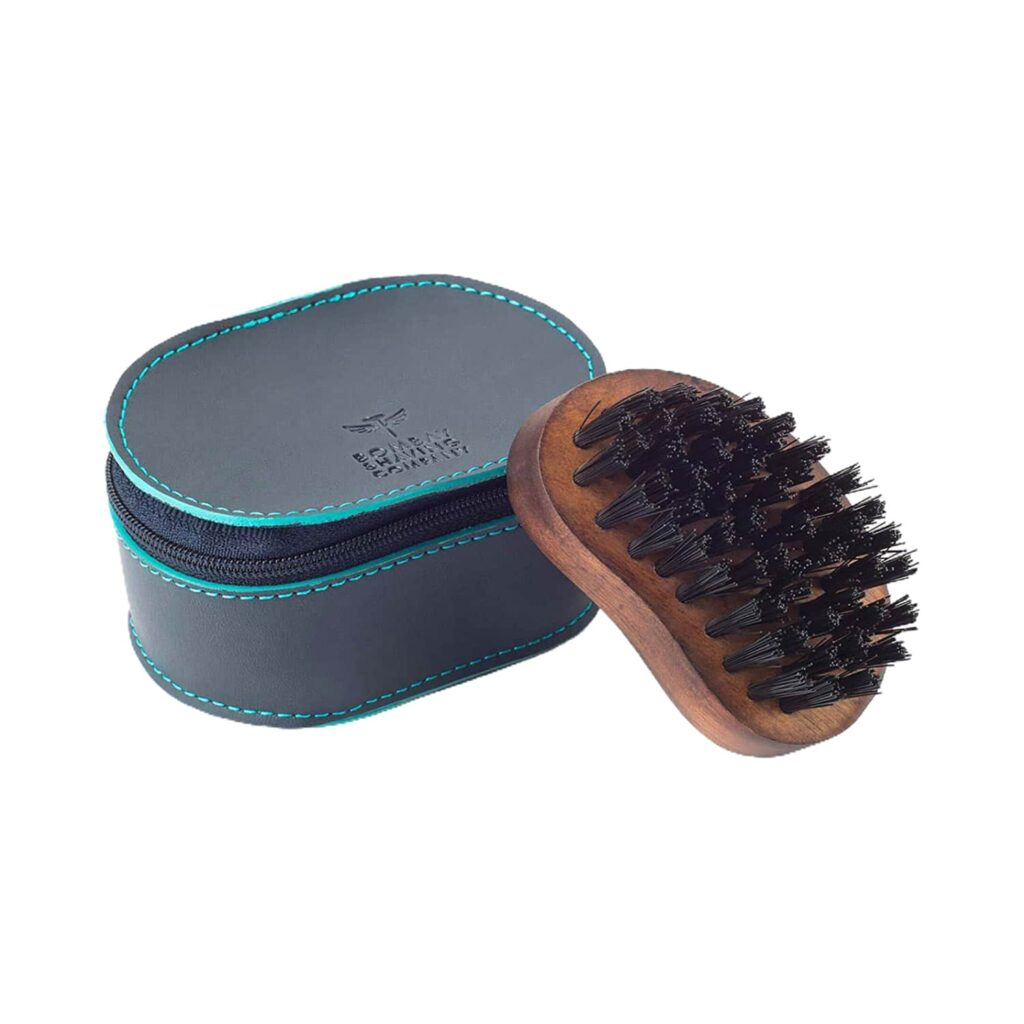 Bombay Shaving Company Pocket Size Beard Brush with Faux Leather Pouch - Bombay Shaving Company