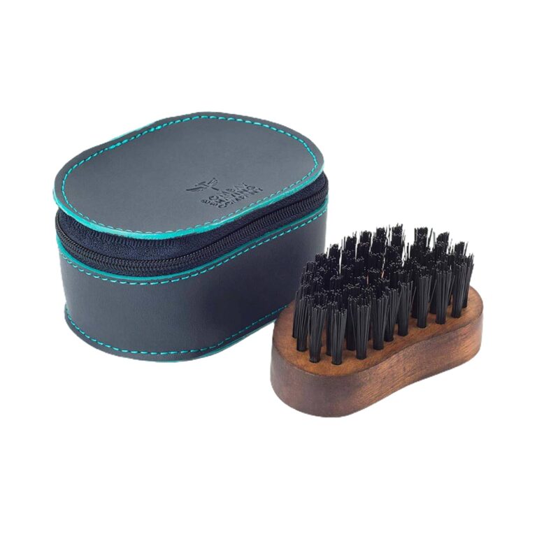 Bombay Shaving Company Pocket Size Beard Brush with Faux Leather Pouch - Bombay Shaving Company