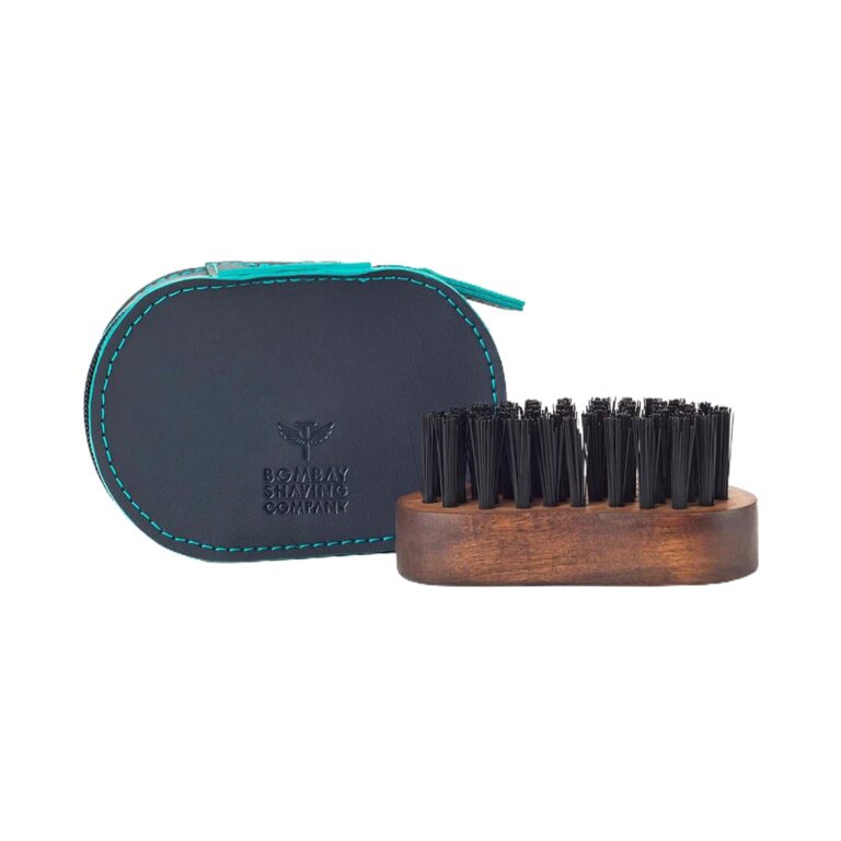 Bombay Shaving Company Pocket Size Beard Brush with Faux Leather Pouch - Bombay Shaving Company