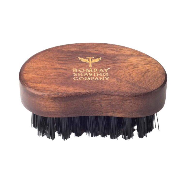 Bombay Shaving Company Pocket Size Beard Brush with Faux Leather Pouch - Bombay Shaving Company