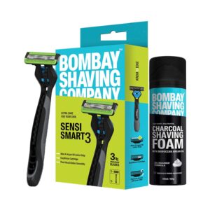 Bombay Shaving Company Sensi Smart 3 Razor and Charcoal Shaving Foam Grooming Kit (3 Pcs) - Bombay Shaving Company