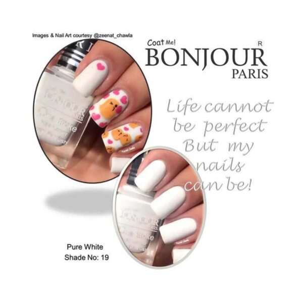 Bonjour Paris Coat Me Satin Matte Nail Polish - 19 Pure White (9ml) - Bonjour Paris