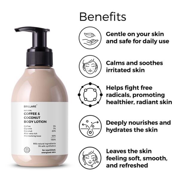 Brillare Coffee & Coconut Body Lotion for Energized & Moisturised Skin (200 ml) - Brillare