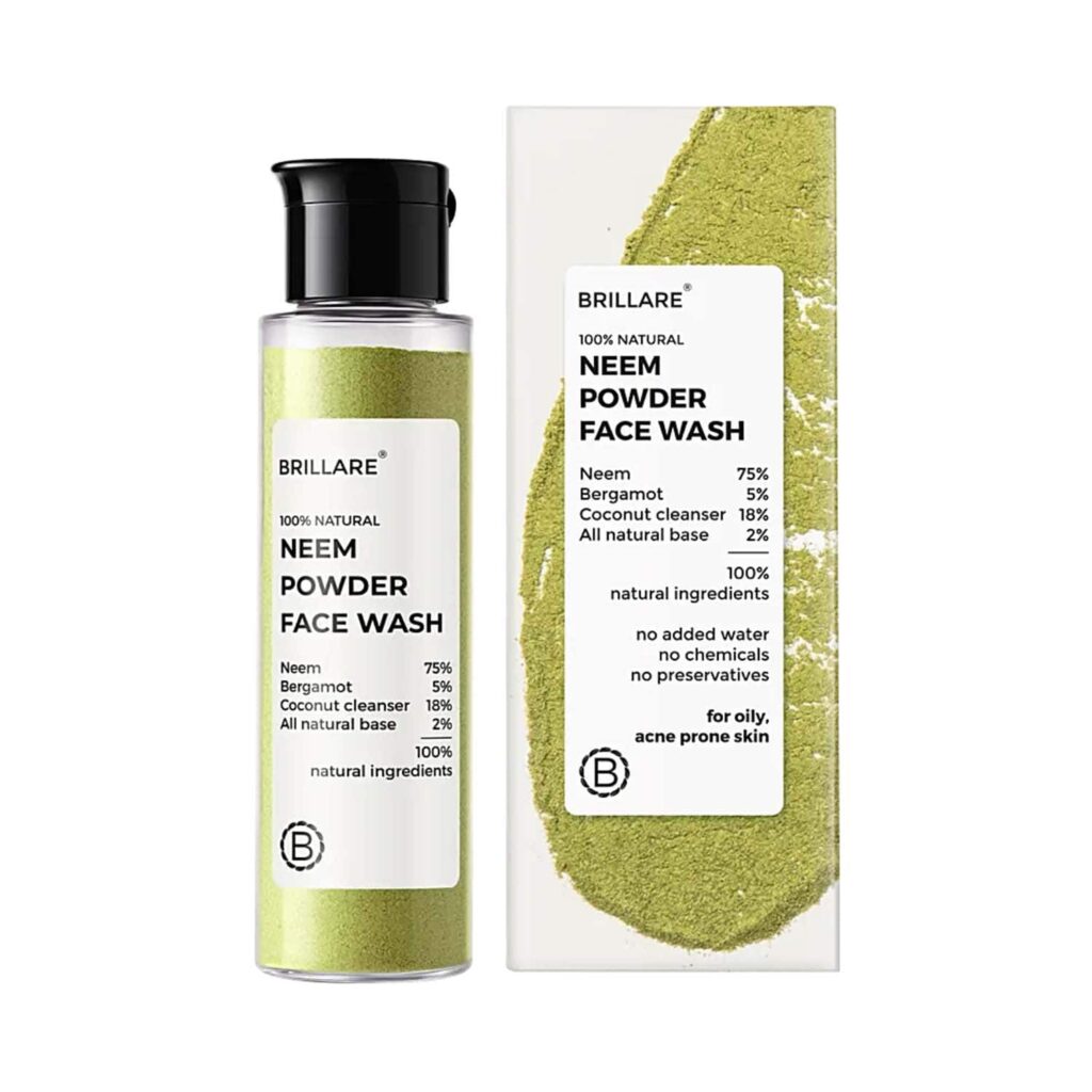 Brillare Neem Powder Face Wash For Clear Purified Acne Prone Skin (30g) - Brillare