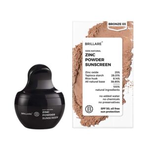 Brillare Zinc Powder Sunscreen SPF 50 - Bronze 03 (4 g) - Brillare