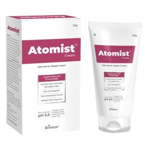 Brinton Atomist Skin Barrier Repair Cream for Dry and Itchy Skin | Enriched with Ceramides, Oats Lipids & GLA | Non Comedogenic & Dermatologically Tested -125g