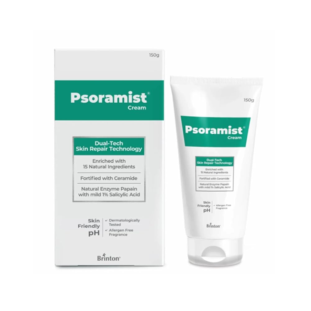 Brinton Psoramist Moisturizing Cream, 150 gm | Dual-Tech Skin Repair Technology | Enriched with 15 Natural Ingredients