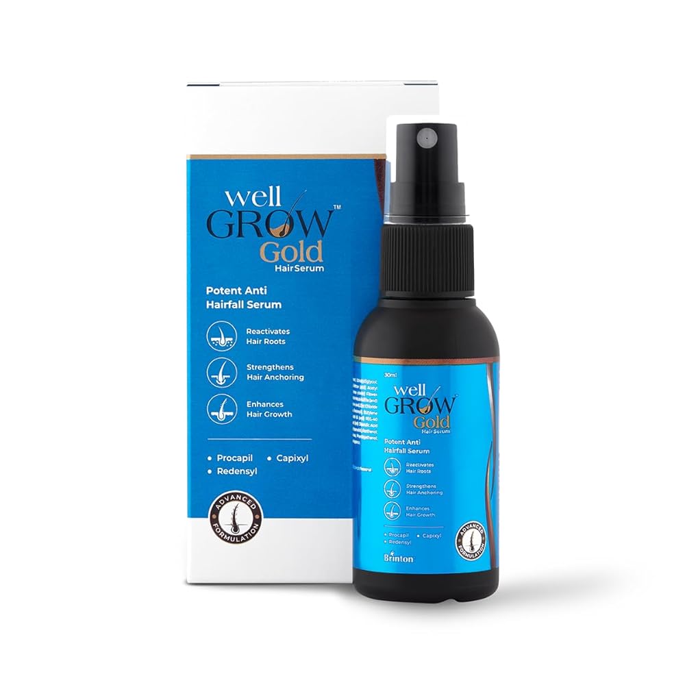 Brinton WellGrow Gold Hair Serum with 3% Redensyl, 5% Capixyl, 2% Procapil | Dermatologist Recommended | Promotes Hair Regrowth & Fall Control | Advanced Hair Care for Women &...