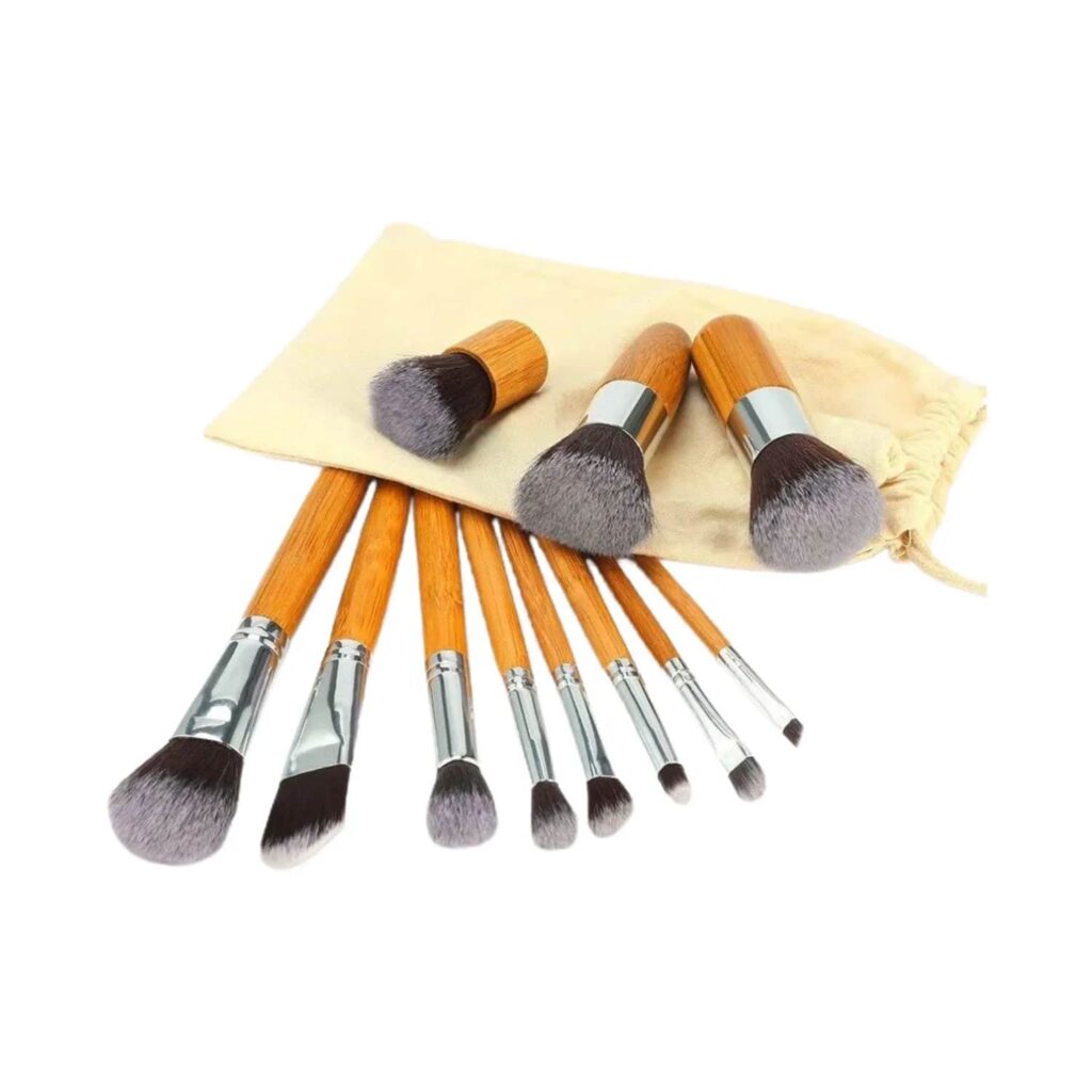 Bronson Professional Bamboo Makeup Brush Set with Storage Pouch (11Pcs) - Bronson Professional